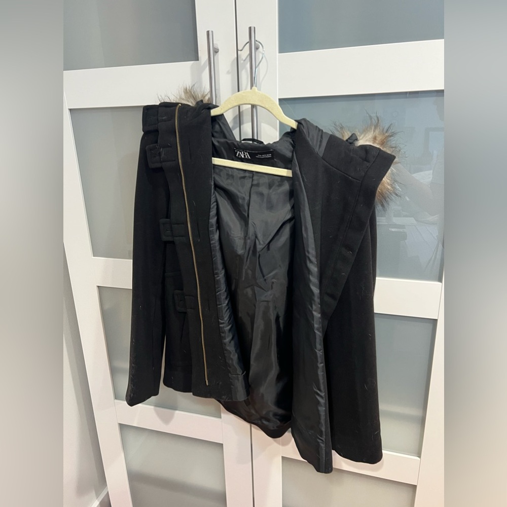 Zara jacket with fur lined hood
